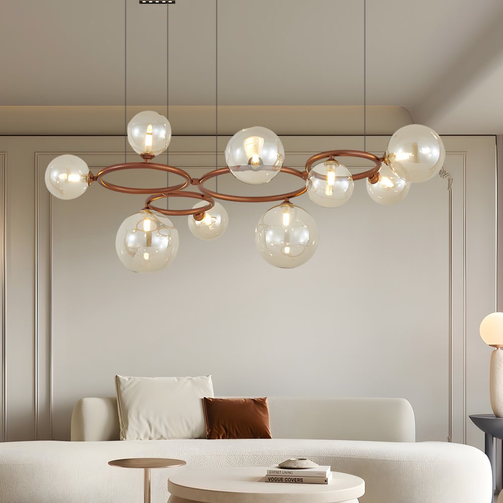 Glass Globe Chandelier with 3-Step Dimming - Modern Circular Design