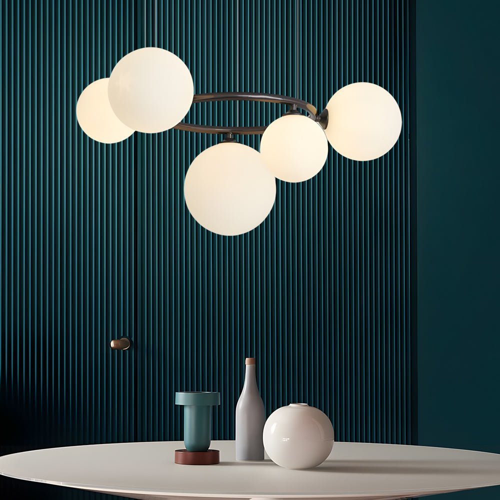 Glass Globe Chandelier with 3-Step Dimming - Modern Circular Design