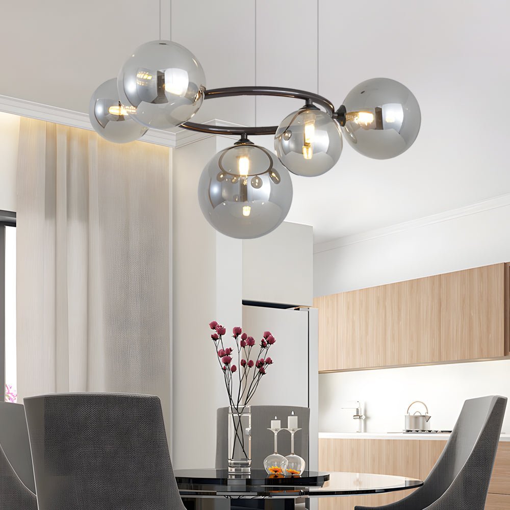 Glass Globe Chandelier with 3-Step Dimming - Modern Circular Design