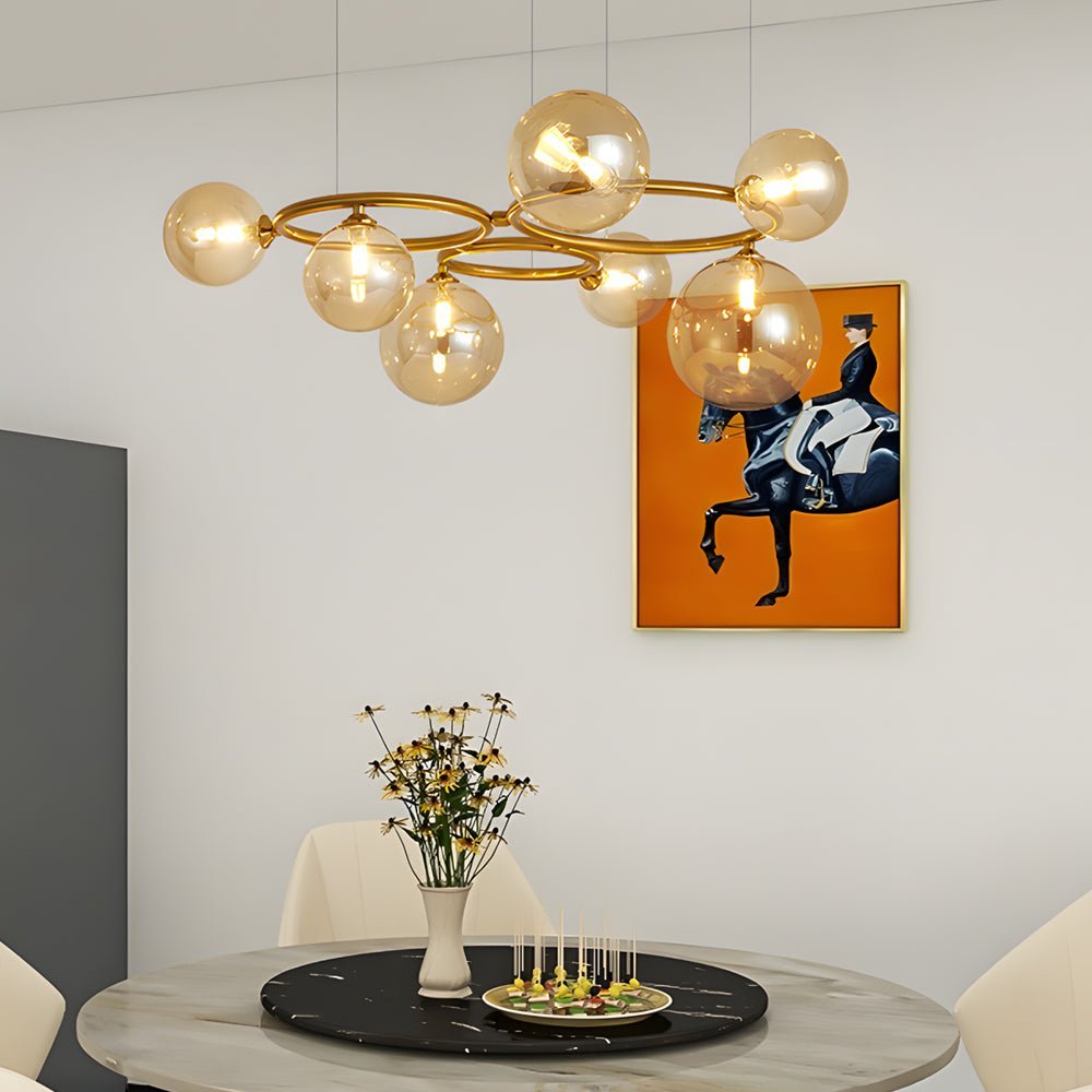 Glass Globe Chandelier with 3-Step Dimming - Modern Circular Design