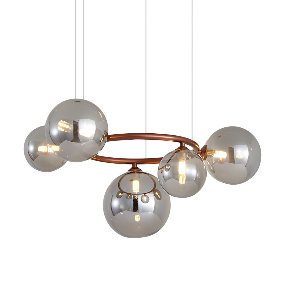 Glass Globe Chandelier with 3-Step Dimming - Modern Circular Design