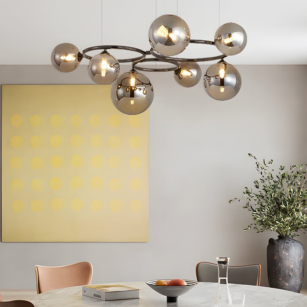 Glass Globe Chandelier with 3-Step Dimming - Modern Circular Design
