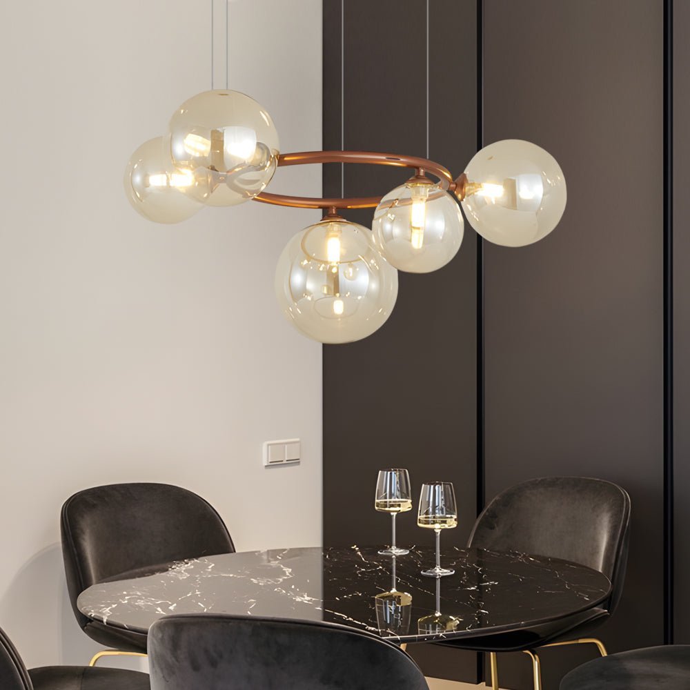 Glass Globe Chandelier with 3-Step Dimming - Modern Circular Design