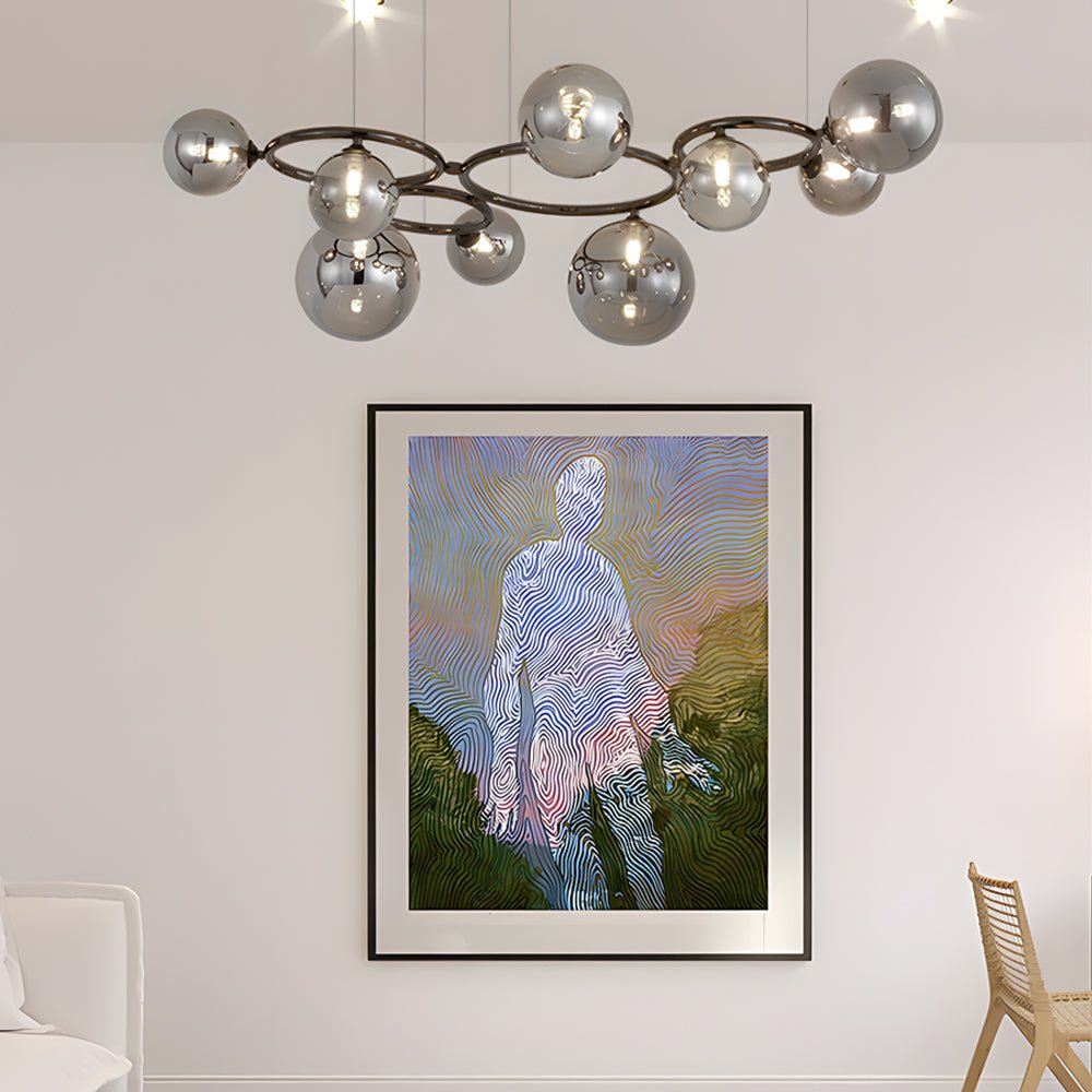 Glass Globe Chandelier with 3-Step Dimming - Modern Circular Design