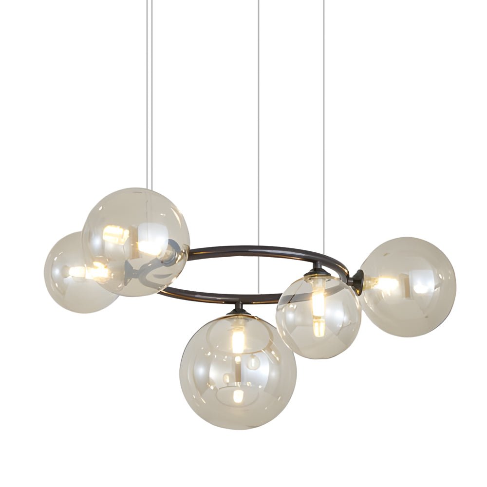 Glass Globe Chandelier with 3-Step Dimming - Modern Circular Design