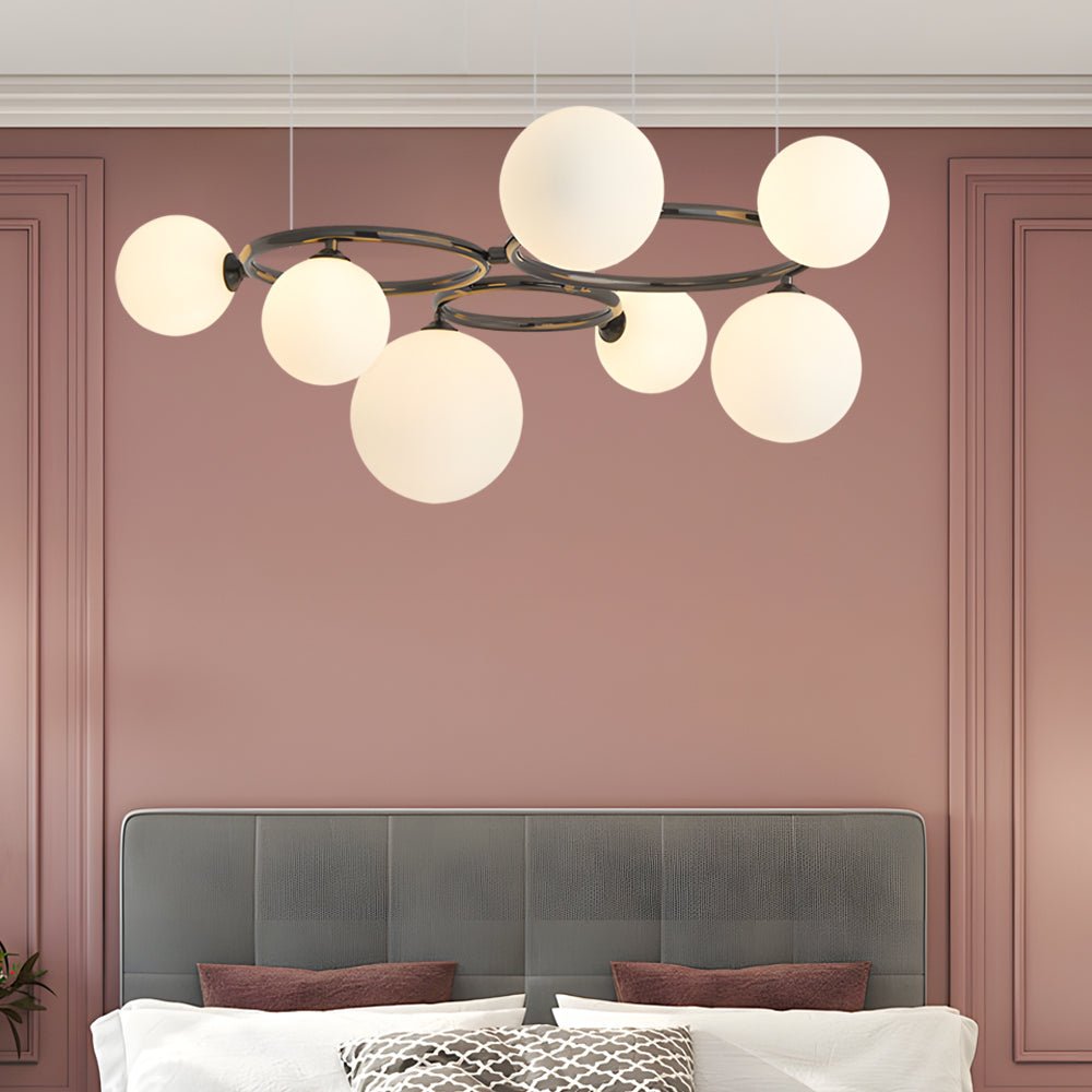 Glass Globe Chandelier with 3-Step Dimming - Modern Circular Design