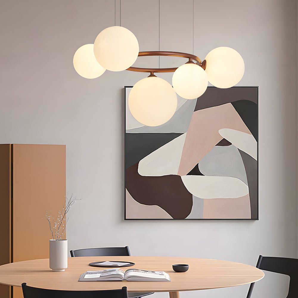 Glass Globe Chandelier with 3-Step Dimming - Modern Circular Design