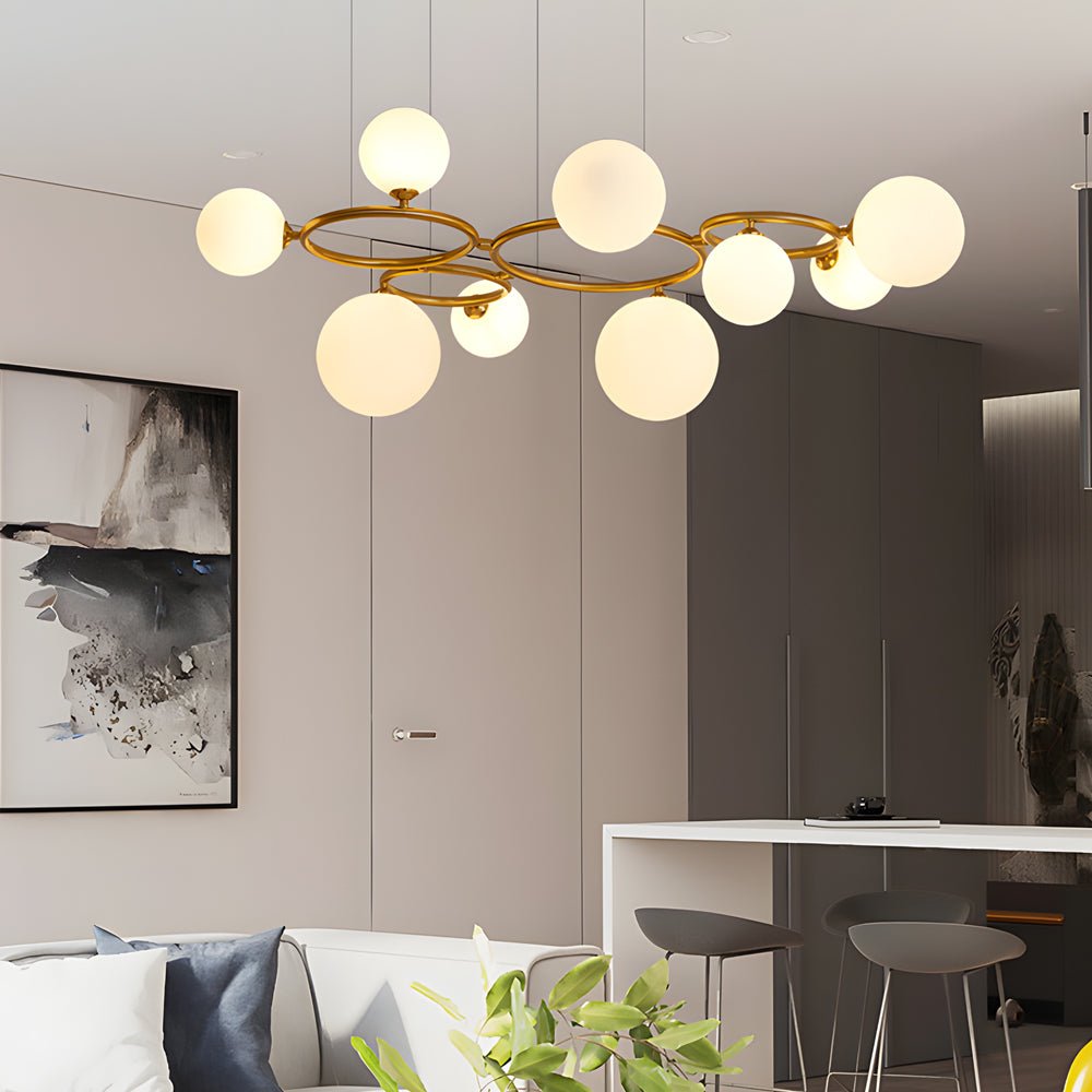 Glass Globe Chandelier with 3-Step Dimming - Modern Circular Design