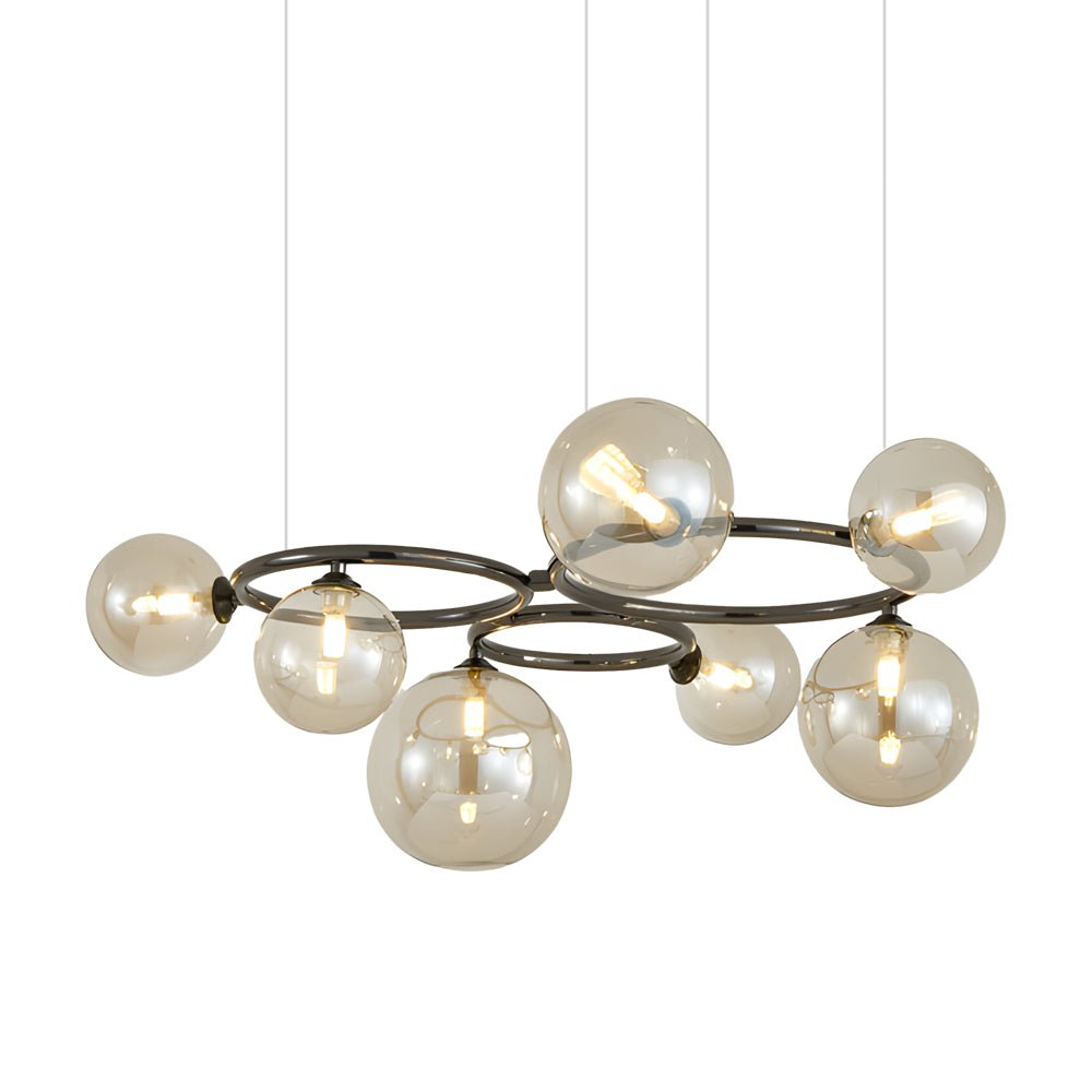 Glass Globe Chandelier with 3-Step Dimming - Modern Circular Design