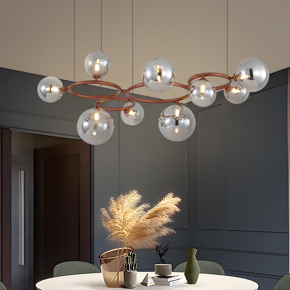 Glass Globe Chandelier with 3-Step Dimming - Modern Circular Design