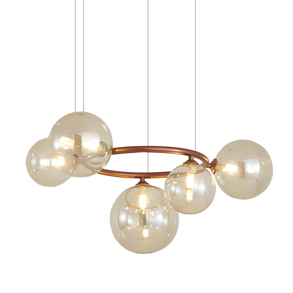 Glass Globe Chandelier with 3-Step Dimming - Modern Circular Design
