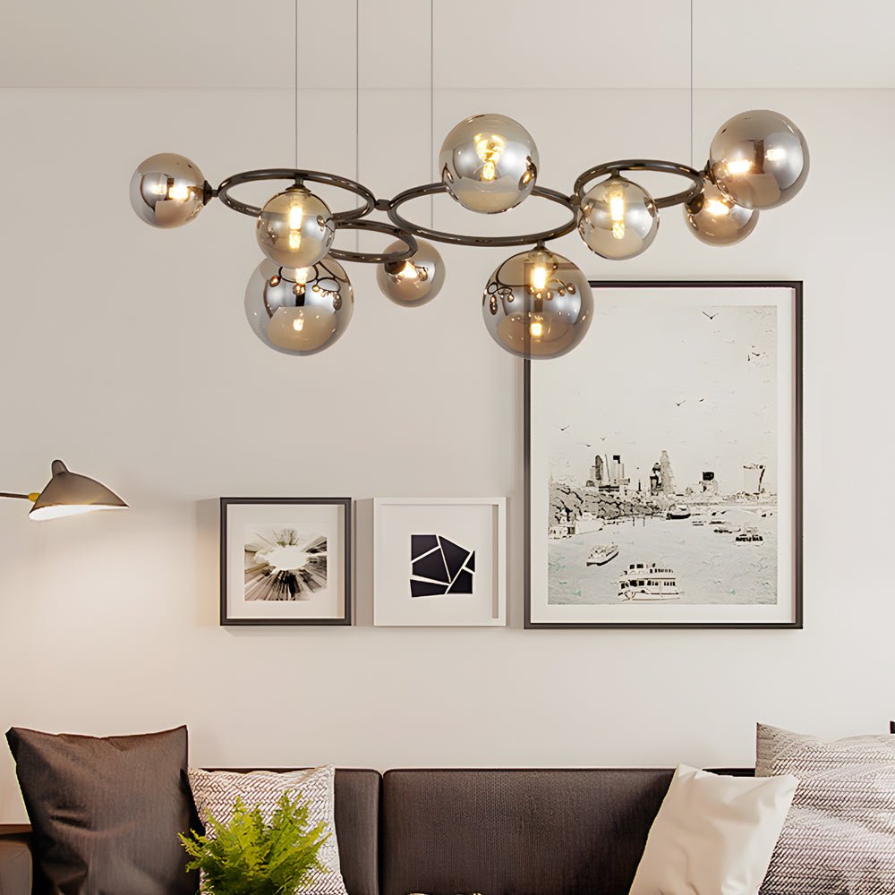 Glass Globe Chandelier with 3-Step Dimming - Modern Circular Design