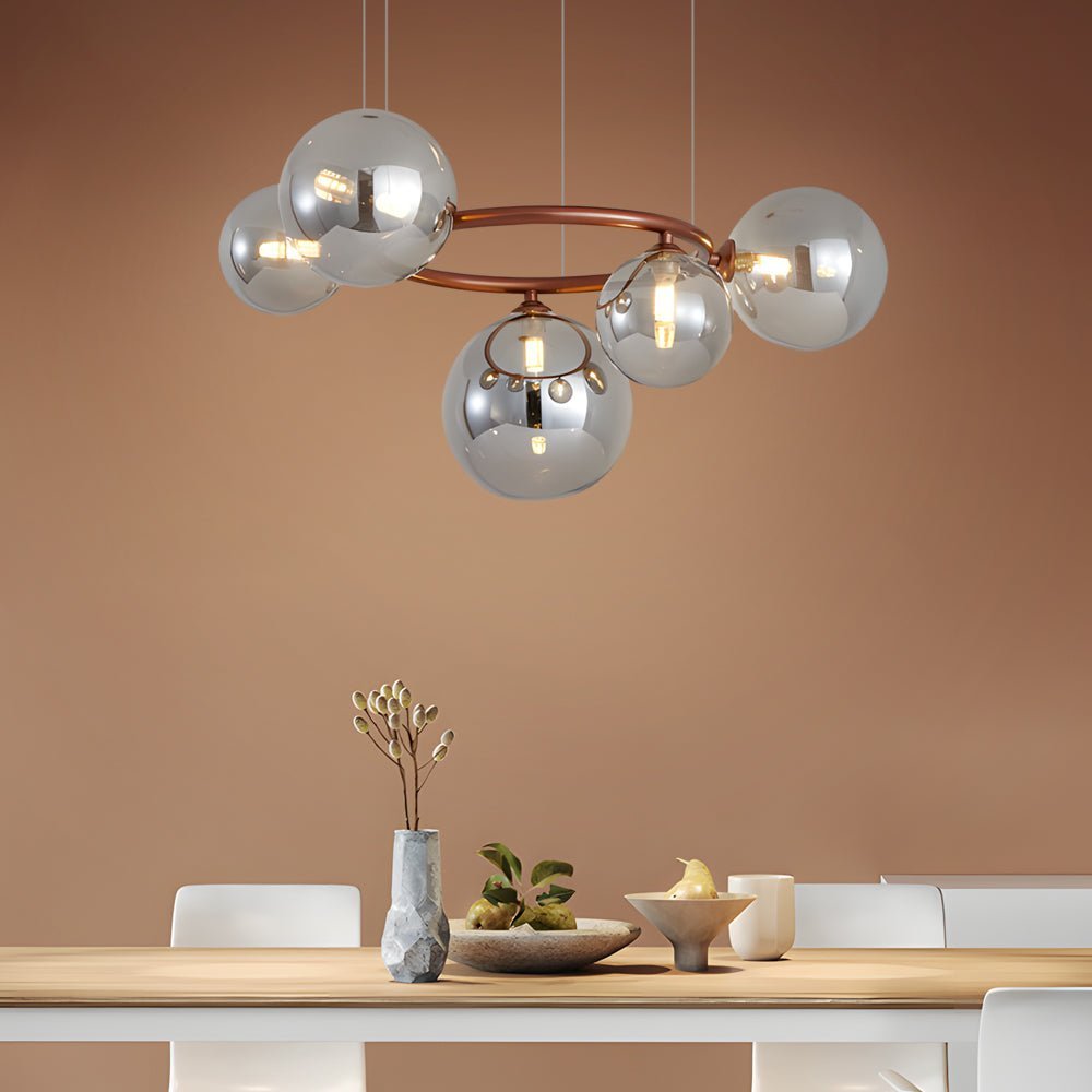 Glass Globe Chandelier with 3-Step Dimming - Modern Circular Design