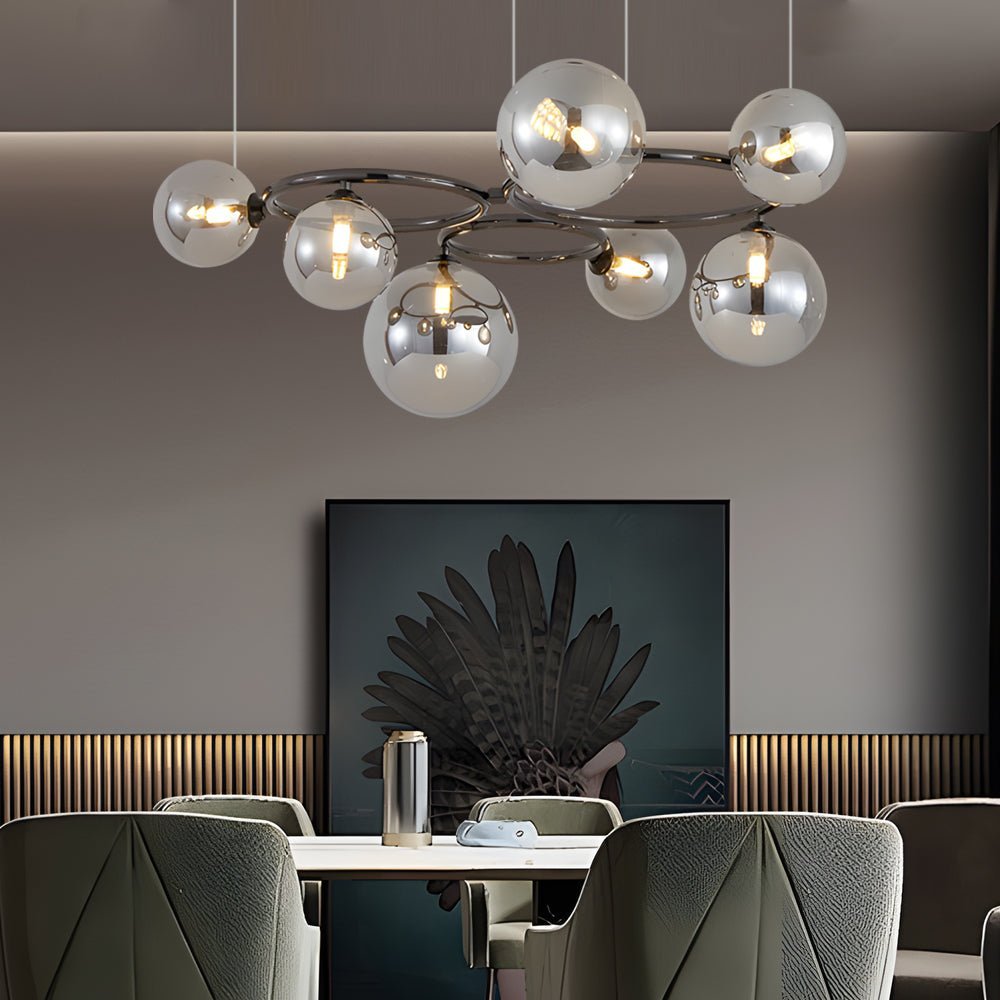 Glass Globe Chandelier with 3-Step Dimming - Modern Circular Design