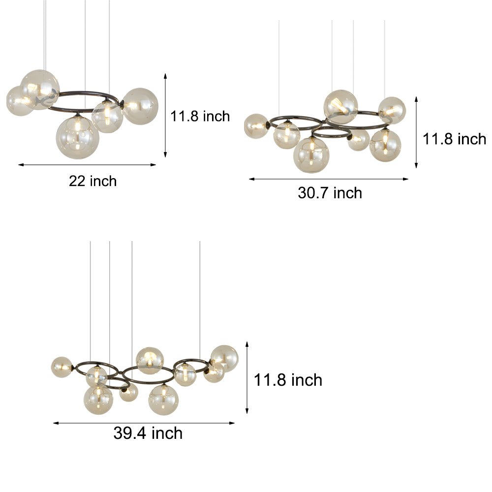 Glass Globe Chandelier with 3-Step Dimming - Modern Circular Design
