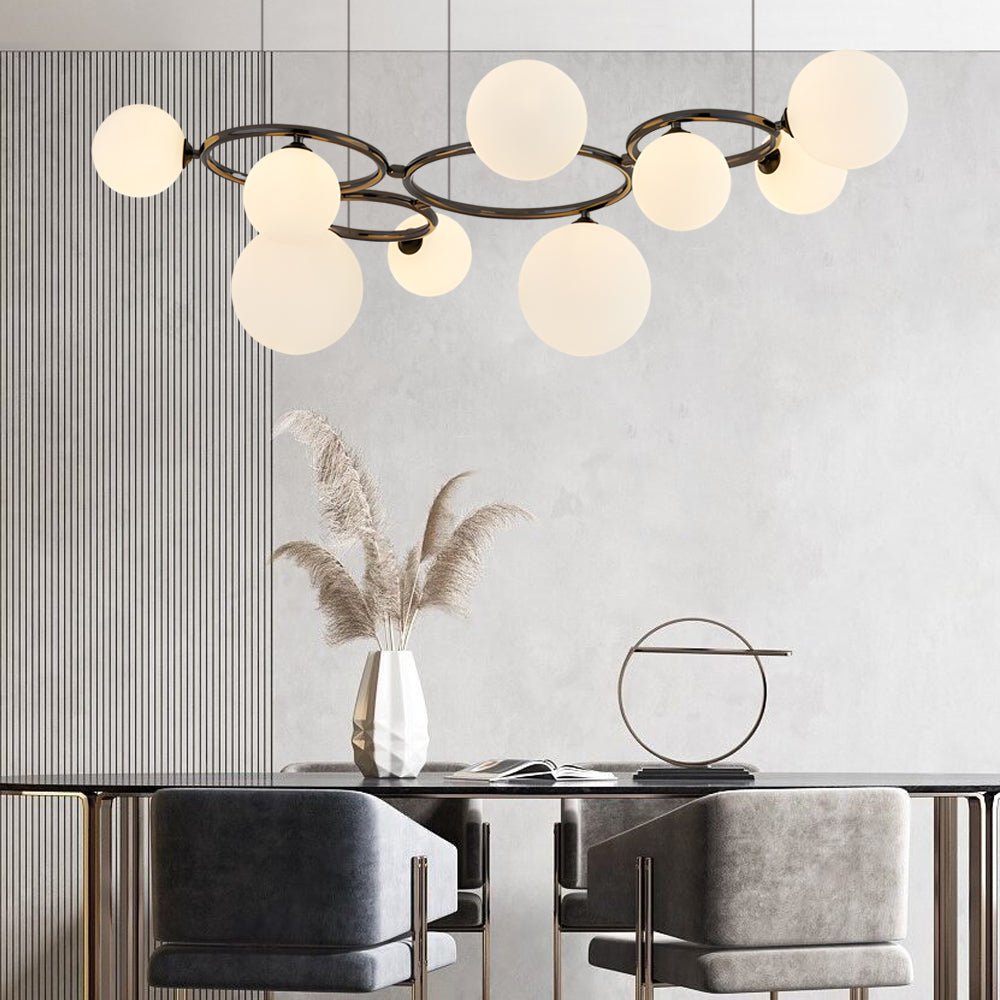 Glass Globe Chandelier with 3-Step Dimming - Modern Circular Design