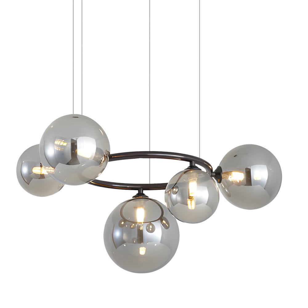 Glass Globe Chandelier with 3-Step Dimming - Modern Circular Design