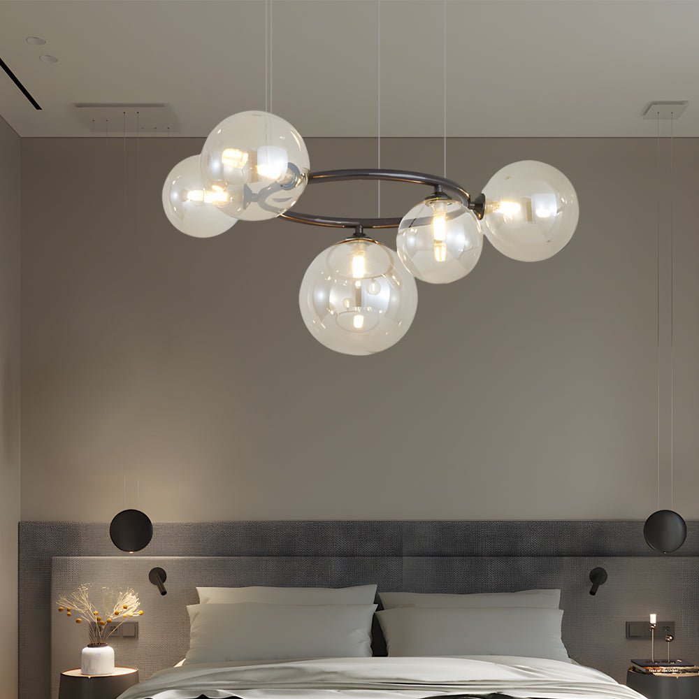Glass Globe Chandelier with 3-Step Dimming - Modern Circular Design