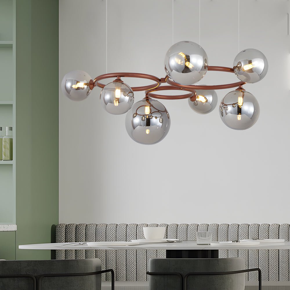 Glass Globe Chandelier with 3-Step Dimming - Modern Circular Design