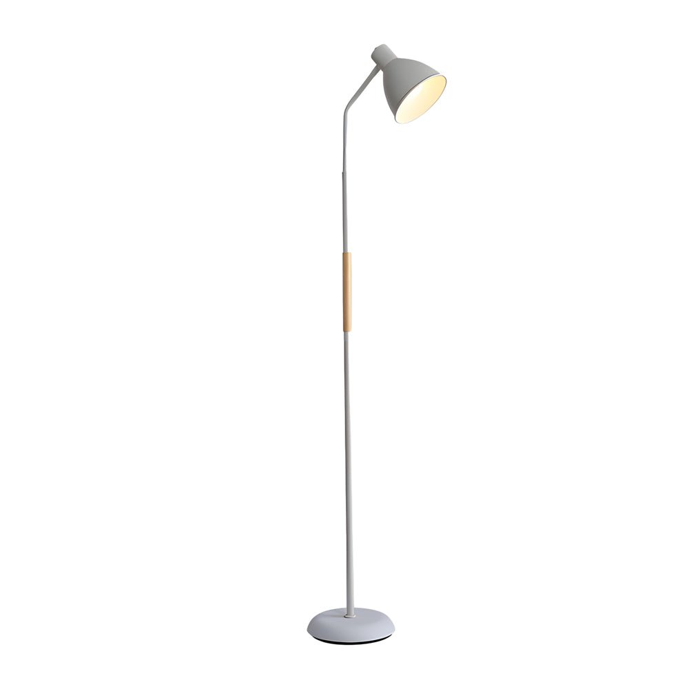 Modern Arc LED Floor Lamp with Wood and Metal Design - 59 Inch