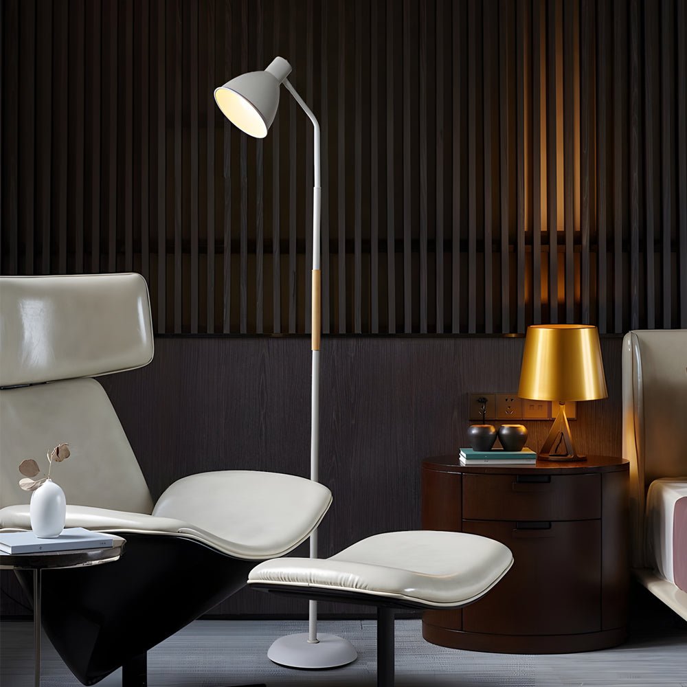Modern Arc LED Floor Lamp with Wood and Metal Design - 59 Inch