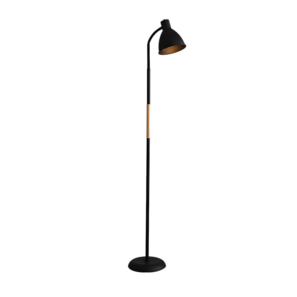 Modern Arc LED Floor Lamp with Wood and Metal Design - 59 Inch