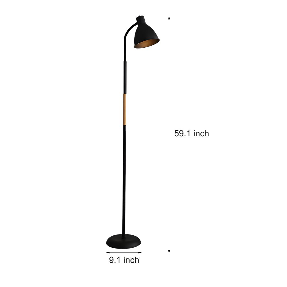 Modern Arc LED Floor Lamp with Wood and Metal Design - 59 Inch