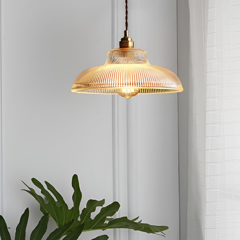 Modern Round Glass Pendant Light with Copper Fixture E27