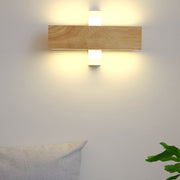 Rotatable Rectangular Wood LED Wall Lamp with Acrylic Shade