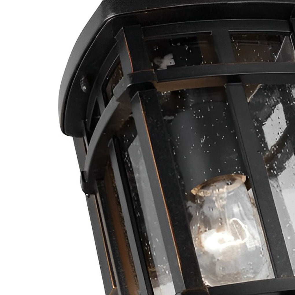 Modern Outdoor Wall Light with Bubble Glass Shade & Aluminum Frame