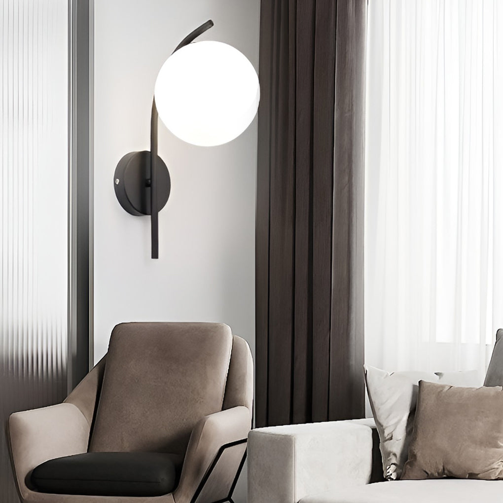 Glass Ball Wall Sconce with Metal Frame - Modern Plug-In Light