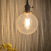 Spherical Glass Pendant Light with Cracked Pattern Design