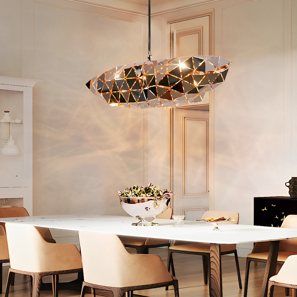 Modern Hollow Stainless Steel Pendant Light - Geometric Design