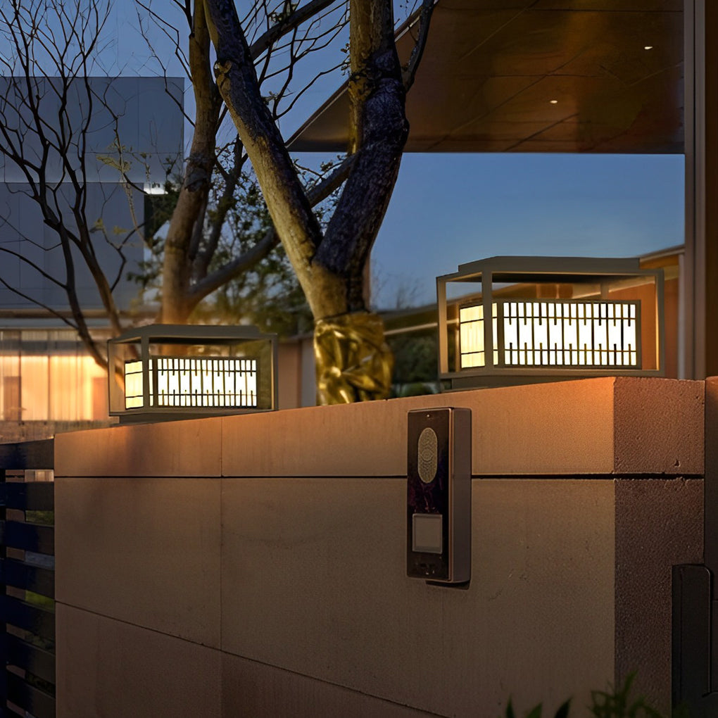 Square Industrial LED Outdoor Post Light - Waterproof Black Metal