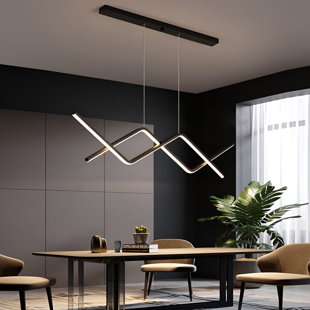 Linear LED Chandelier with 3-Step Dimming - Modern Pendant Light