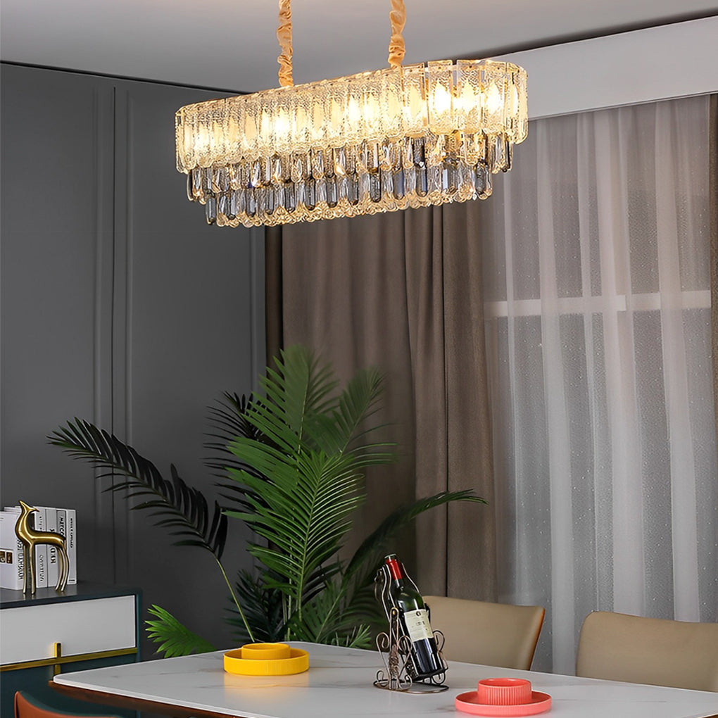 Modern Crystal Chandelier with Three-Step Dimming LED