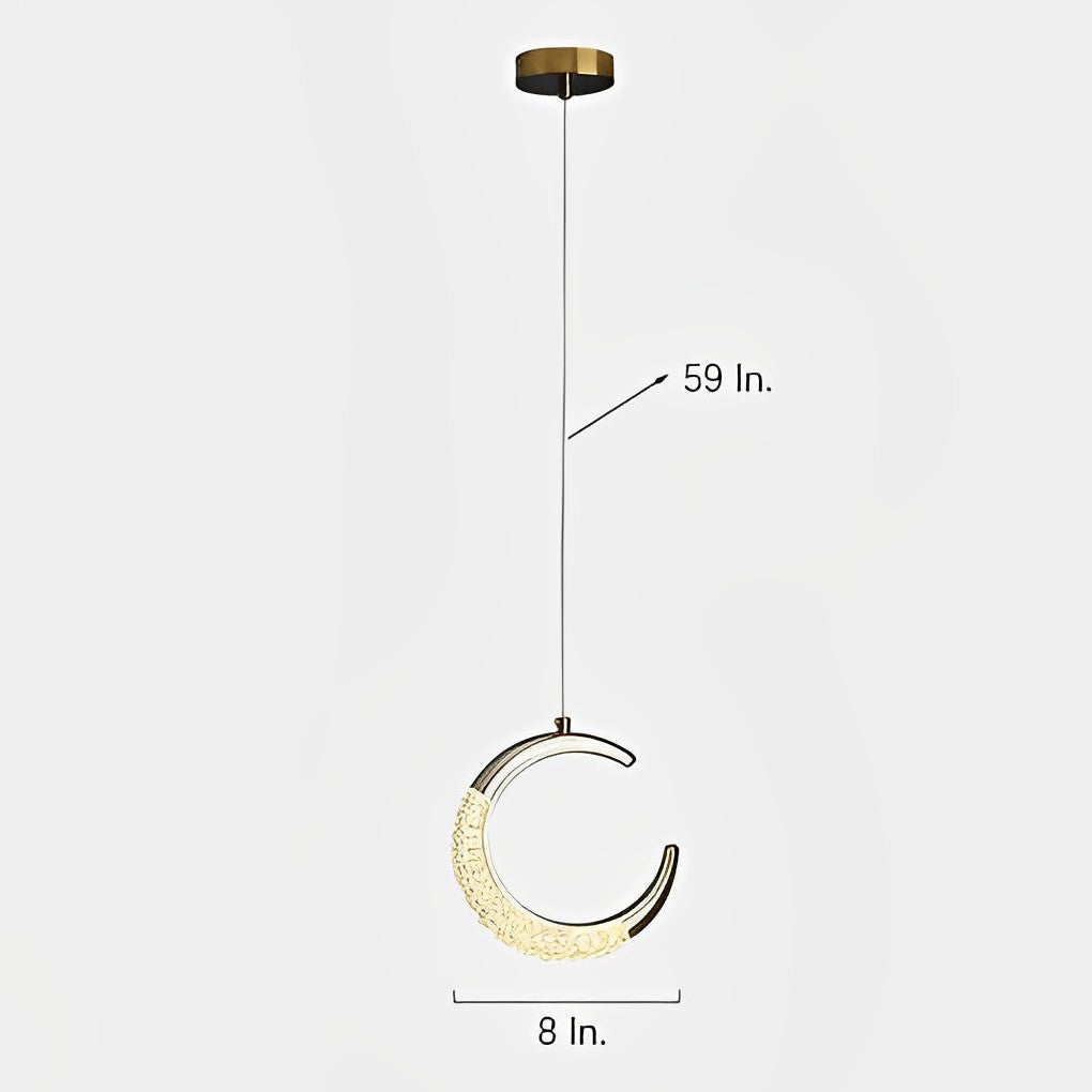 Modern Curvy Moon LED Pendant Light with Electroplated Aluminum