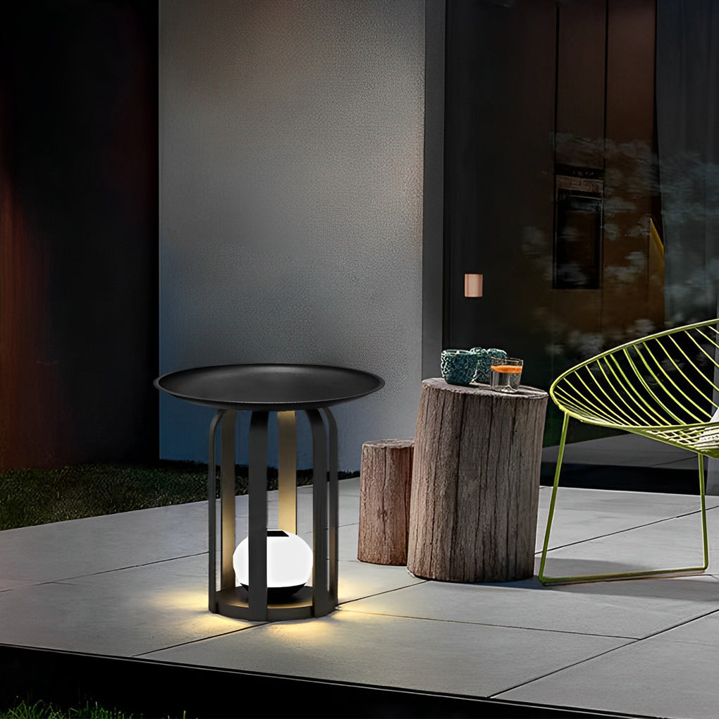 Solar Waterproof Outdoor Floor Lamp & Metal Table Set