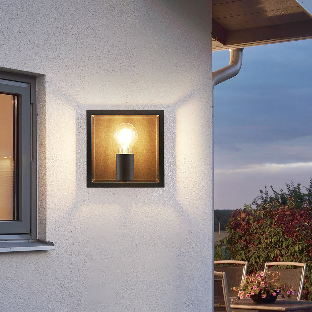 Modern Square Frame Industrial Wall Sconce | Iron Finish