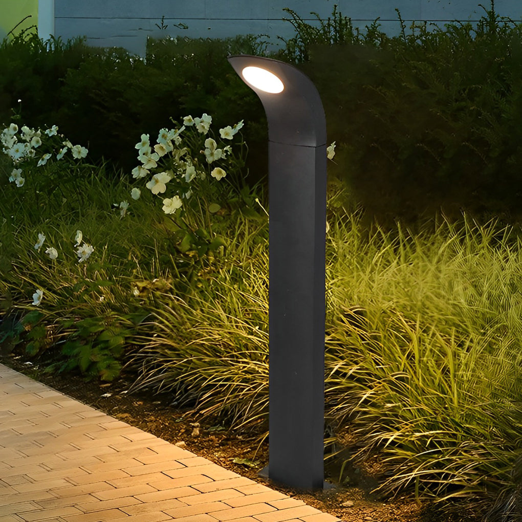 Modern Curved Head COB LED Pathway Lights - Aluminum