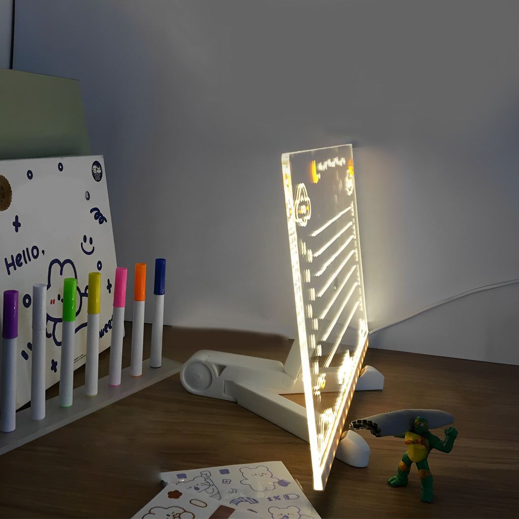 LED Acrylic Writable Message Board Table Lamp with Tripod Stand