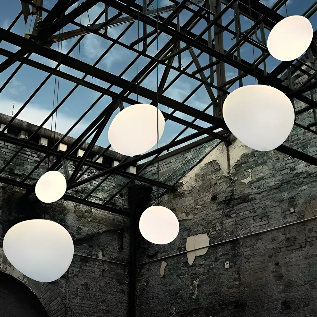 Modern Glass Globe LED Pendant Light White Spherical Hanging Lamp