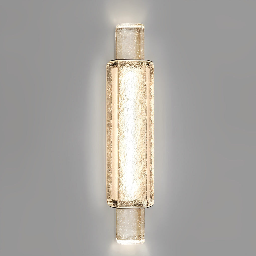 Modern Crystal Glass Wall Sconce with LED – Electroplated Gold Finish