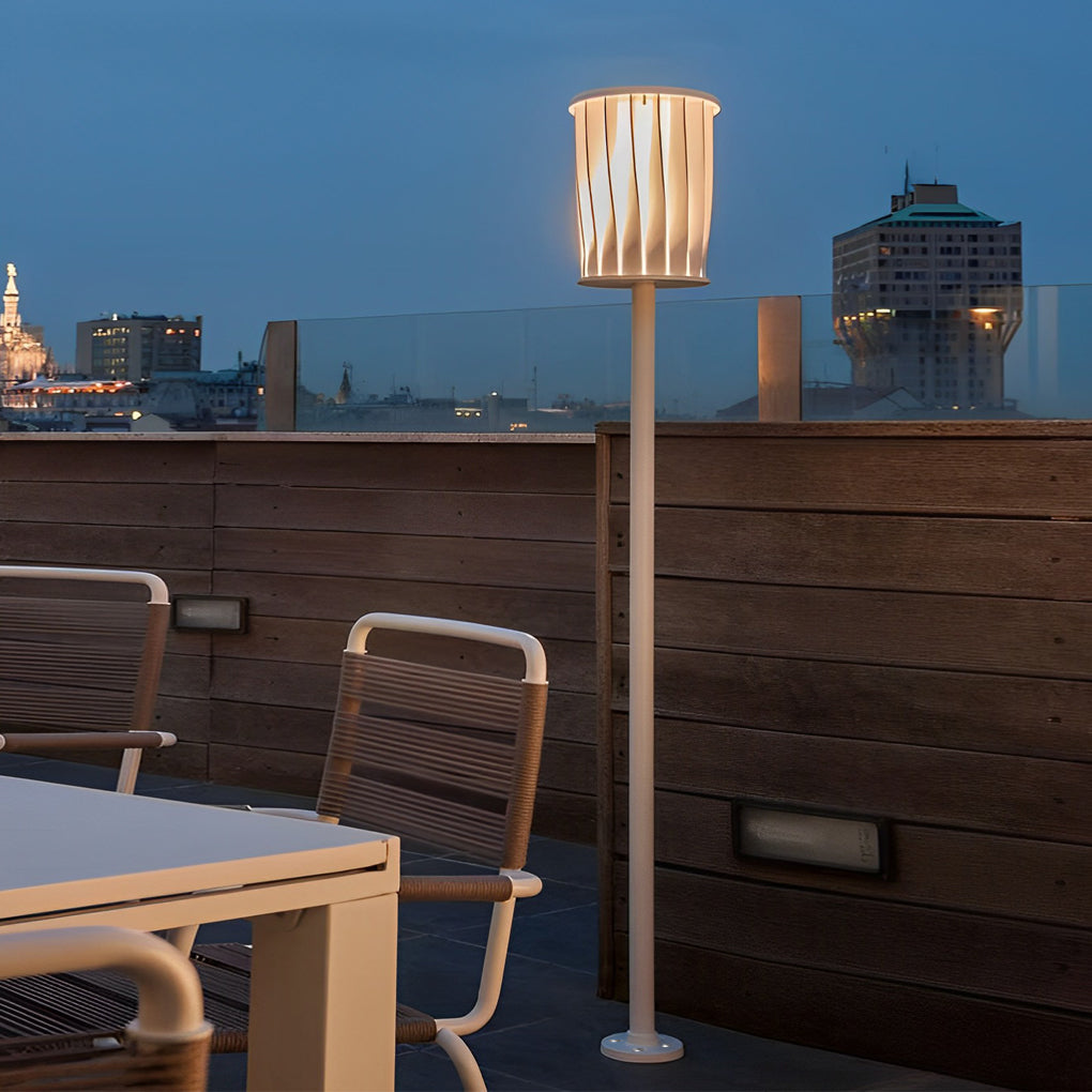 Modern Outdoor Floor Lamp with Rotating Slats & IP65 Waterproof