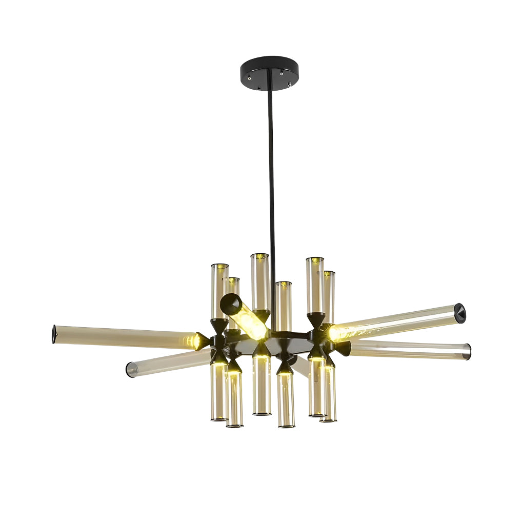 Modern Glass Tube LED Chandelier with Aluminum Frame