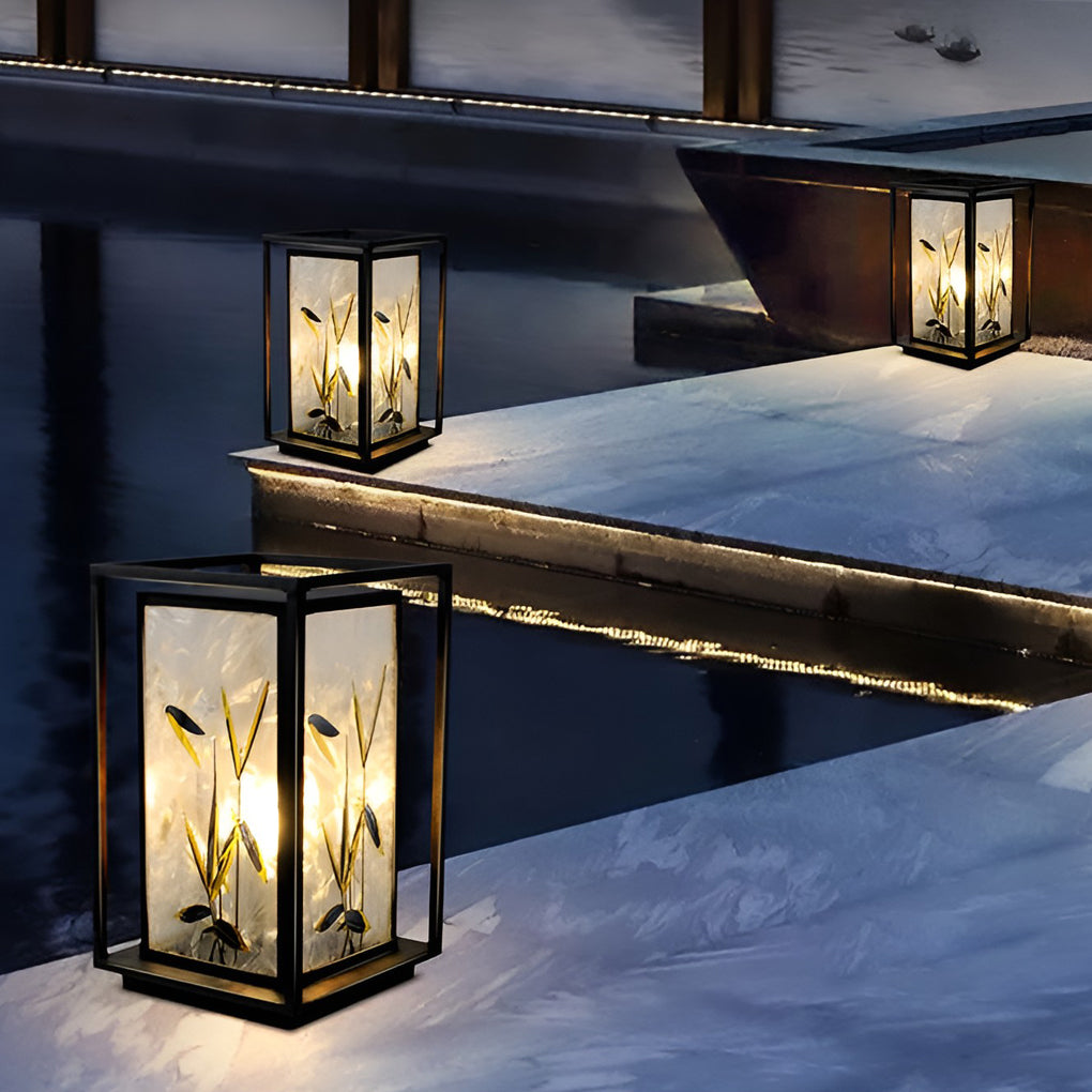 Artistic Solar LED Pathway Lights with Landscape Pattern Design