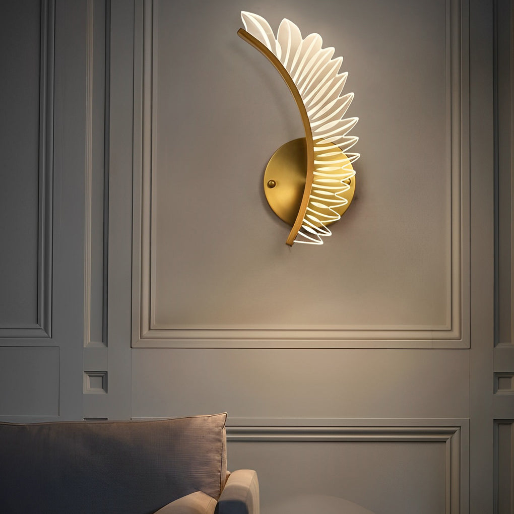 Feather Leaf LED Wall Sconce with 3-Step Dimming - Copper & Acrylic
