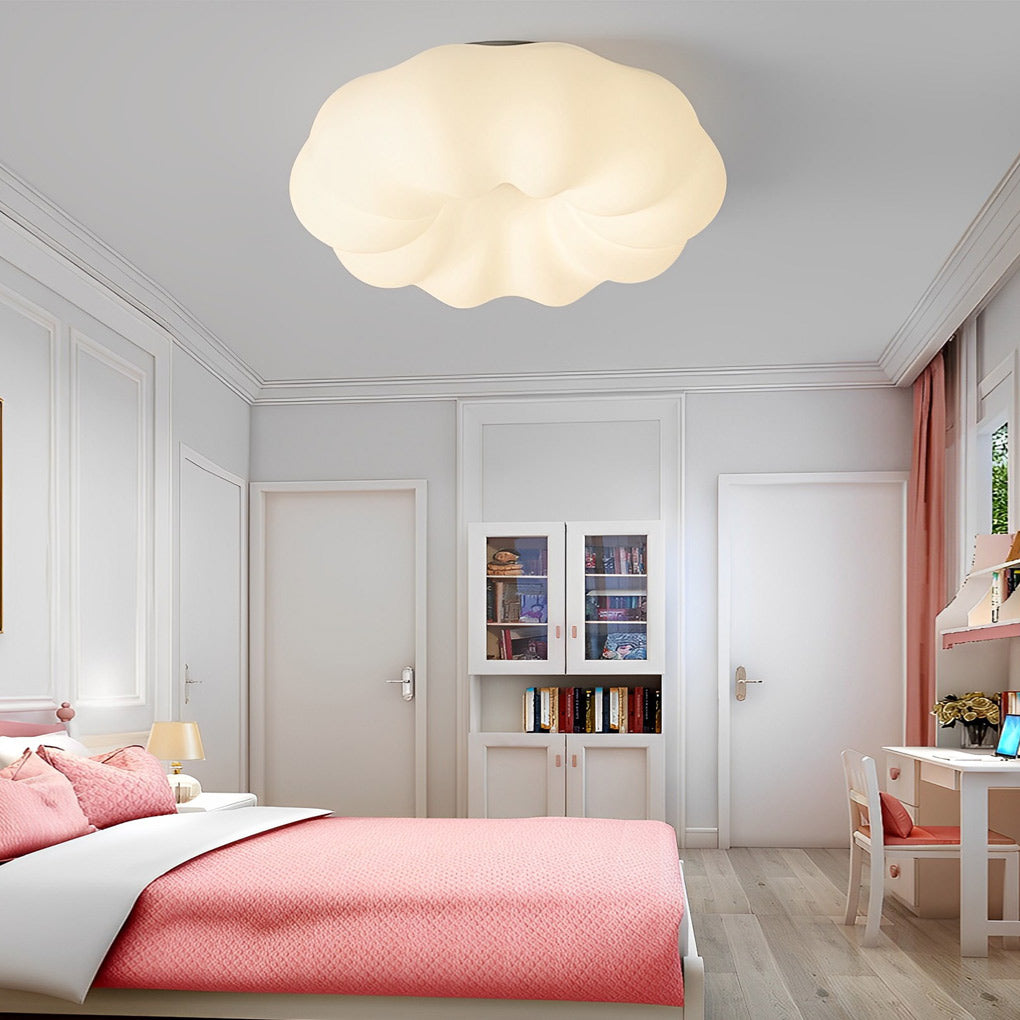 Pumpkin Shape LED Ceiling Light with Stepless Dimming - White