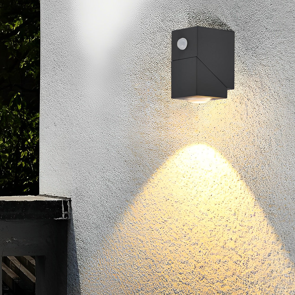 Modern Motion Sensor Black Outdoor Wall Lamp with Adjustable Light