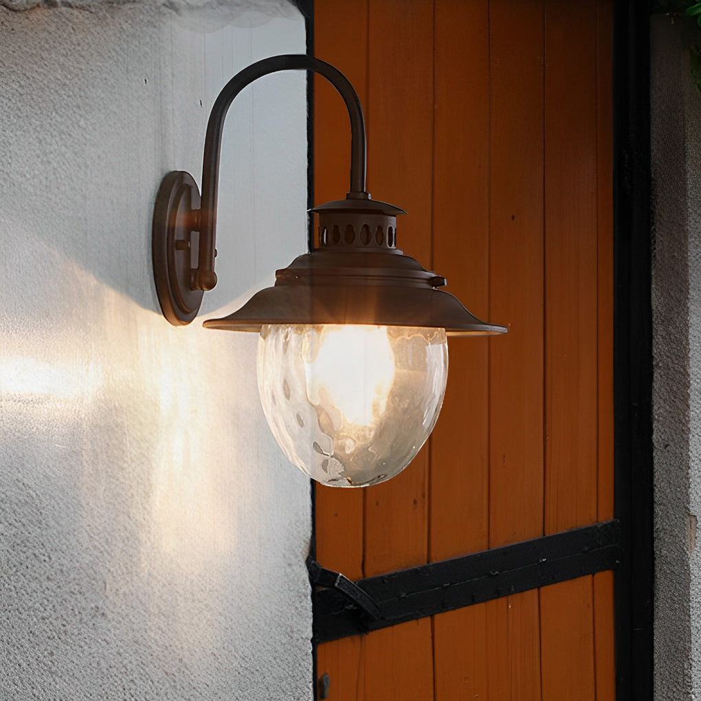 Modern Glass Aluminum Outdoor Wall Sconce with Stone Pattern Design